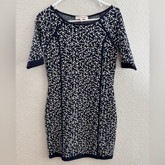 Juicy Couture Y2K Bodycon Navy Blue and White Women’s Anchor Dress Size Small - Picture 1 of 7